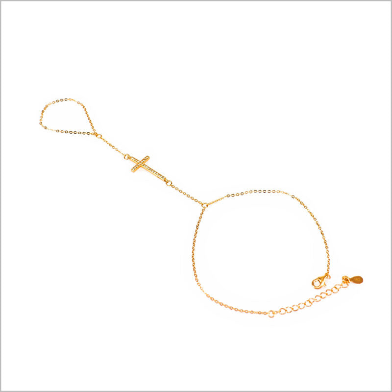 Bracciale baciamano in Argento 925 con croce e zirconi
