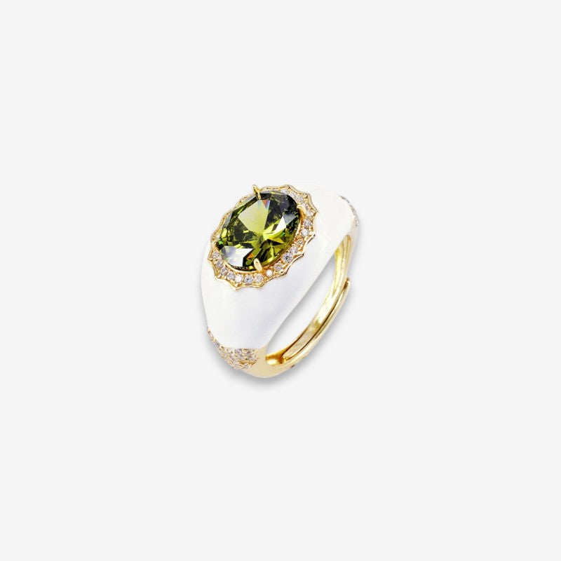 Anello Donna smaltato in Argento 925 con zircone ovale