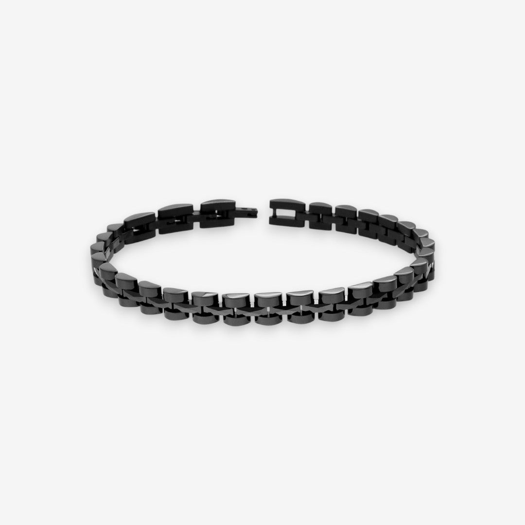 Bracciale Uomo Catena Imperniata in Ceramica In Acciaio Inossidabile