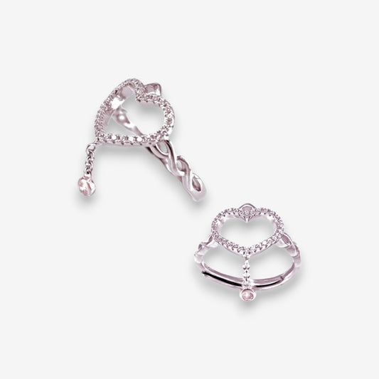 Anello Donna Cuore in Argento 925 con zirconi e pendente punto luce