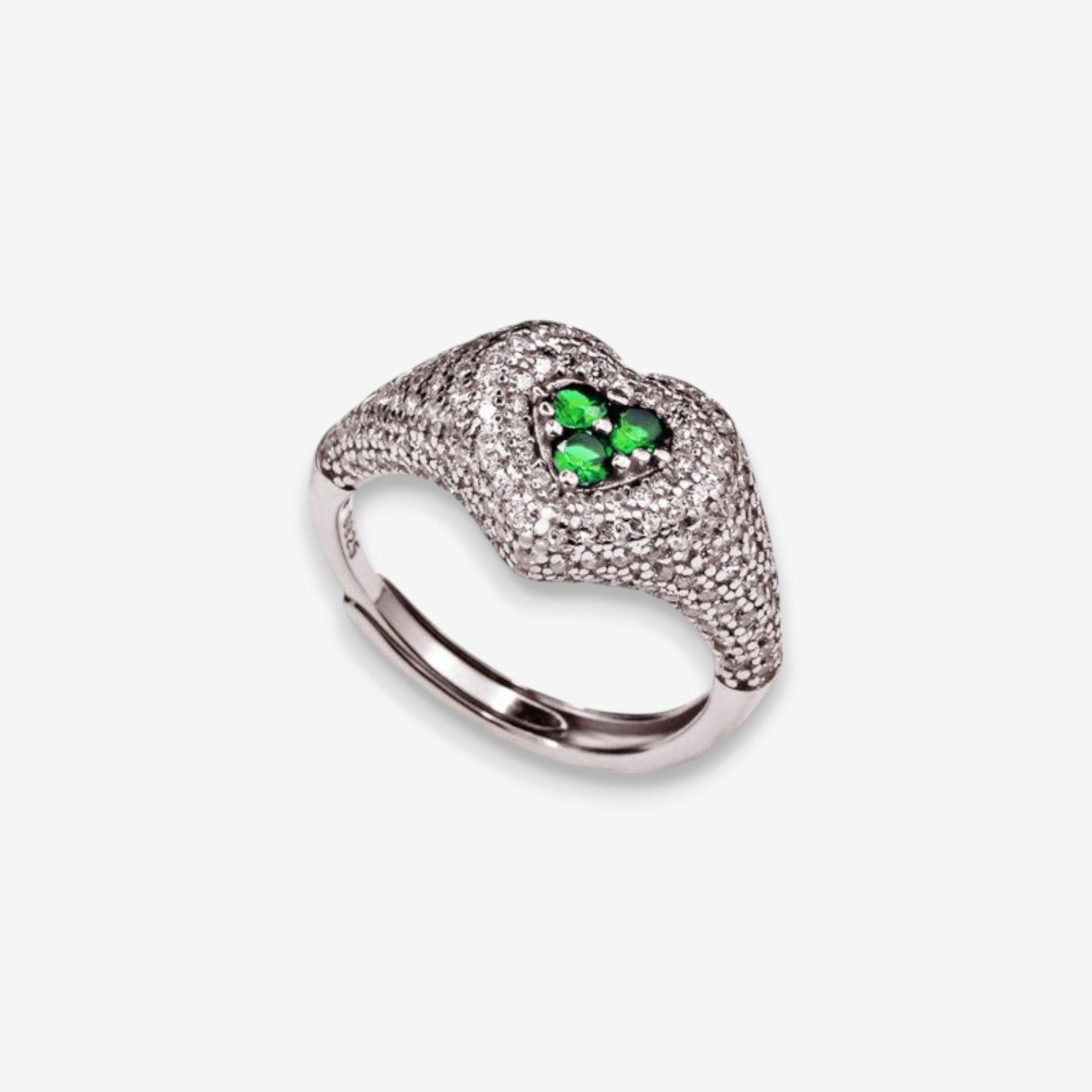 Anello Donna Cuore in Argento 925 Regolabile con zirconi
