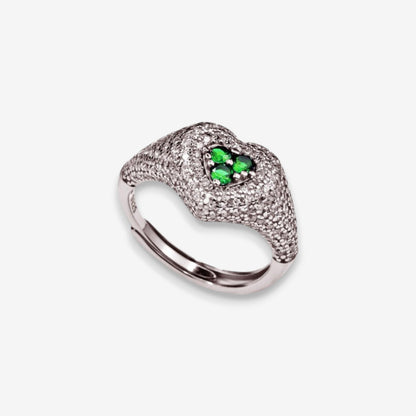 Anello Donna Cuore in Argento 925 Regolabile con zirconi