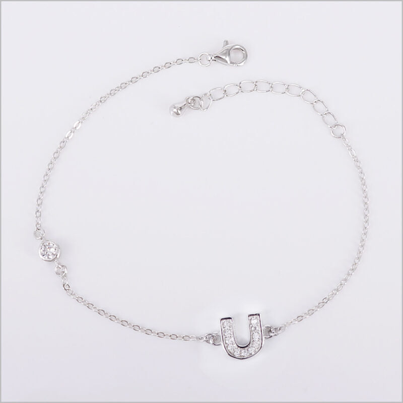 Bracciale in Argento 925 con iniziale zirconata