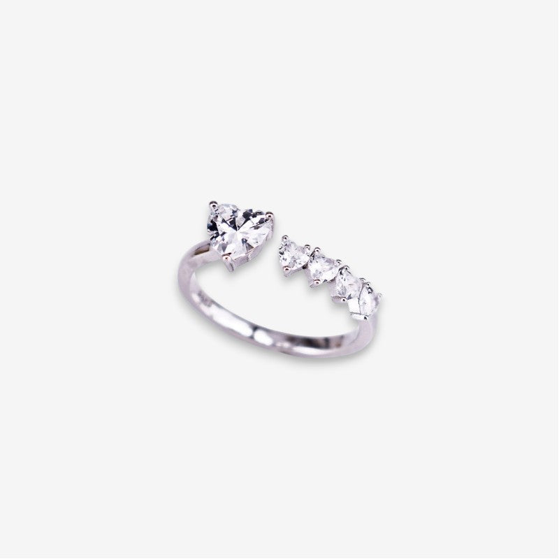 Anello Donna in Argento 925 Regolabile con cuori