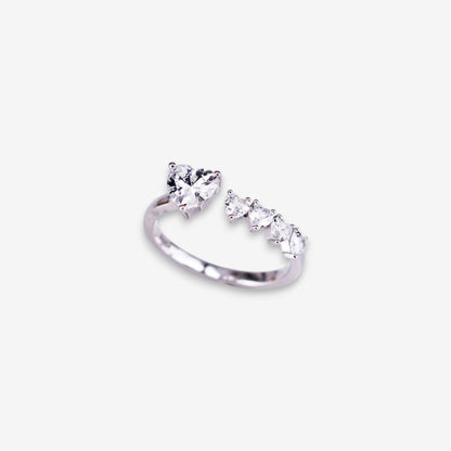 Anello Donna in Argento 925 Regolabile con cuori