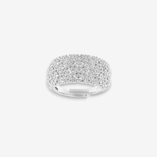 Anello Donna in Argento 925 Regolabile a fascia con zirconi bianchi