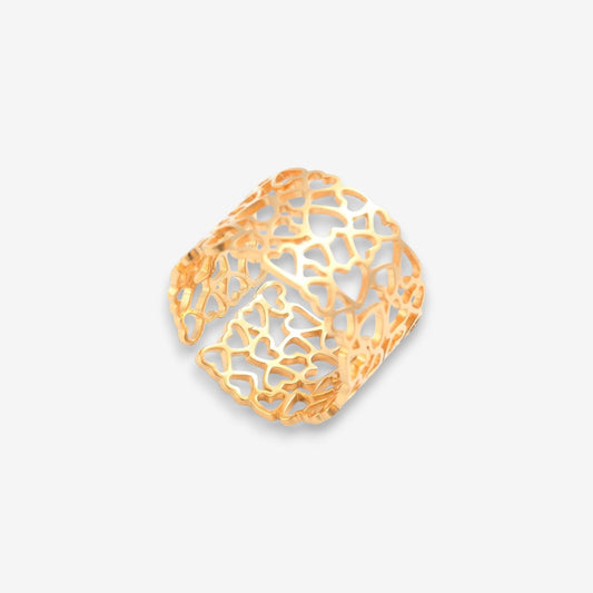 Anello Donna in Acciaio Inox Oro Regolabile a fascia larga