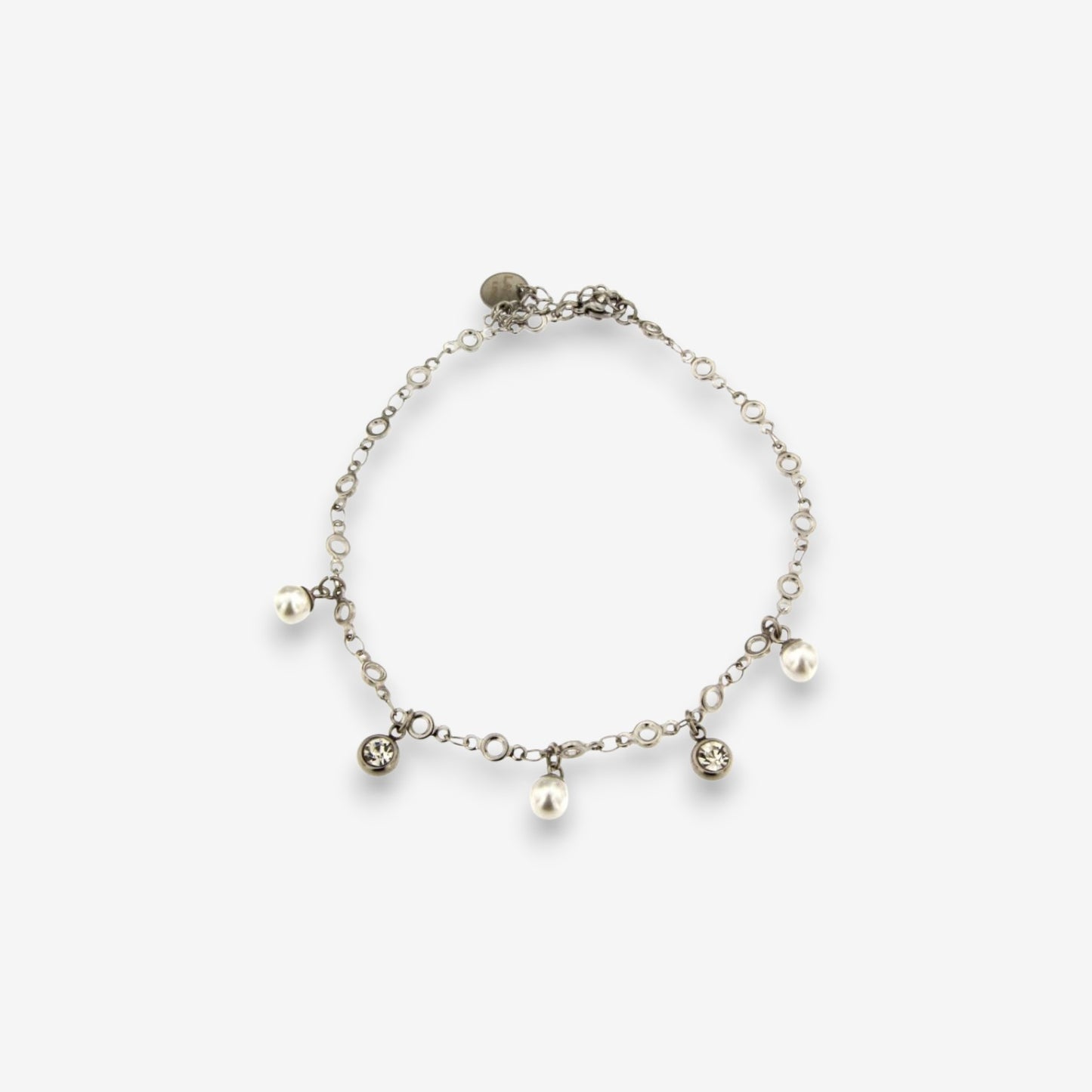 Cavigliera Donna in Acciaio Inox con perle e strass