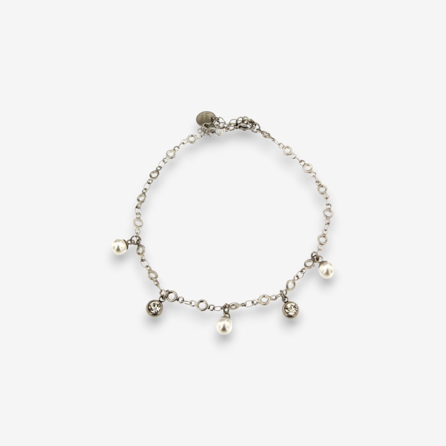 Cavigliera Donna in Acciaio Inox con perle e strass