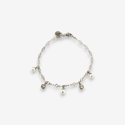 Cavigliera Donna in Acciaio Inox con perle e strass