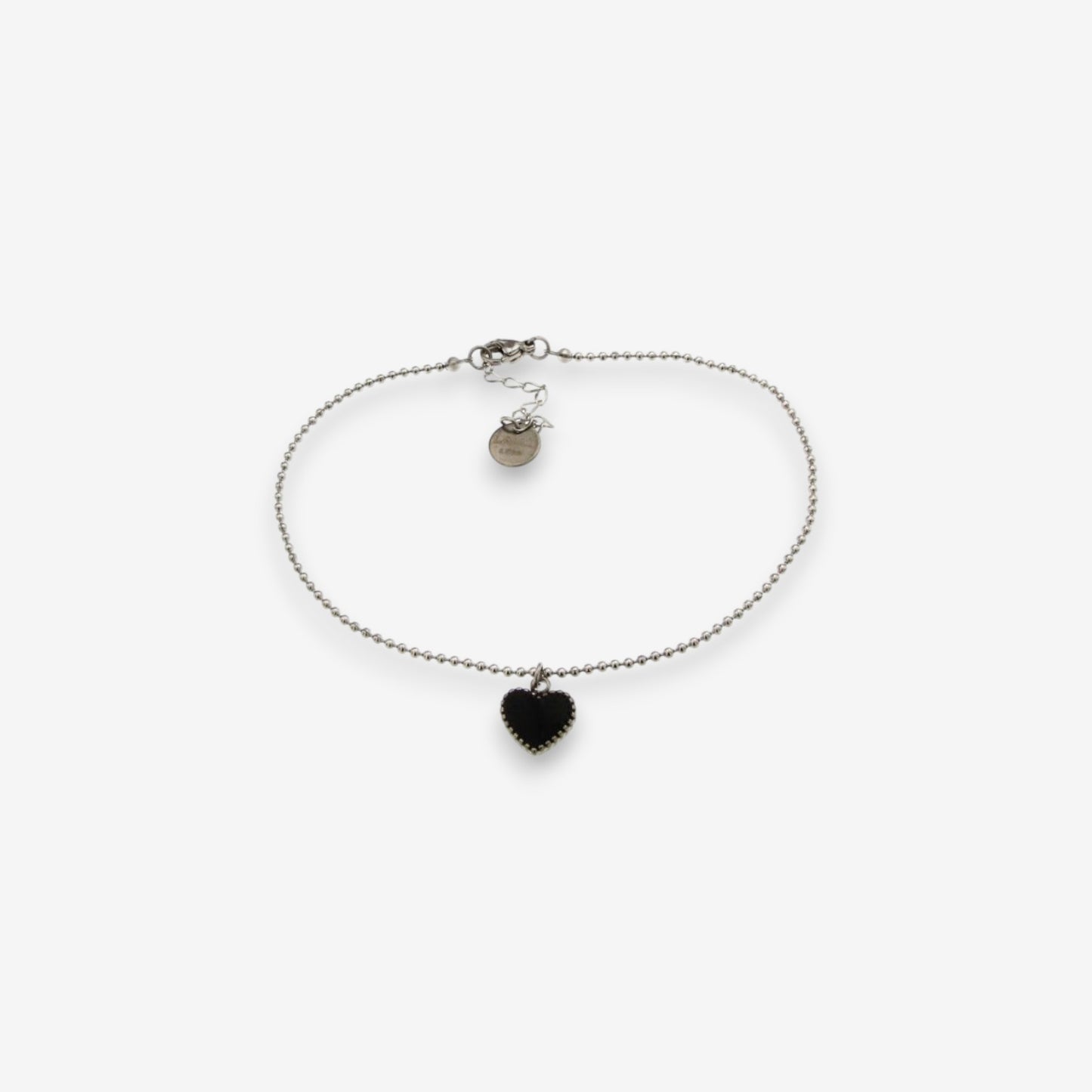 Cavigliera Donna in Acciaio Inox con cuore smaltato Nero