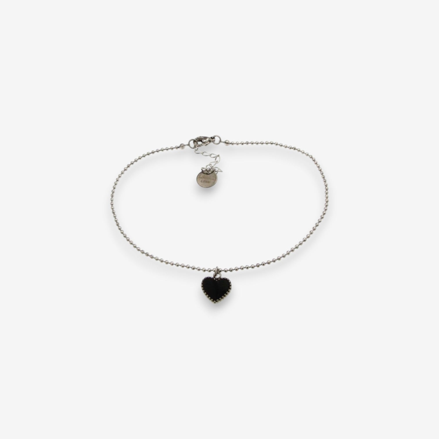 Cavigliera Donna in Acciaio Inox con cuore smaltato Nero