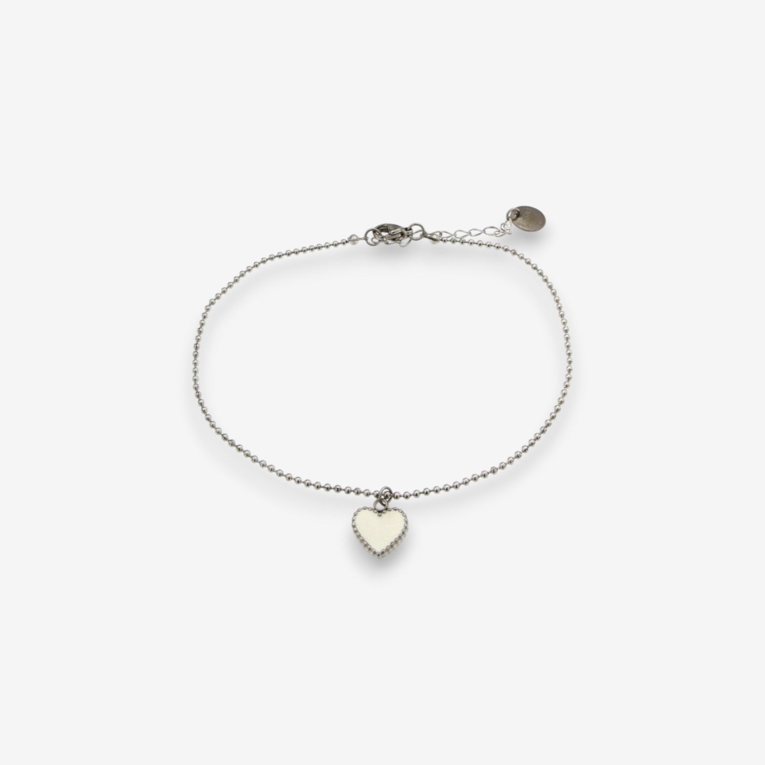 Cavigliera Donna in Acciaio Inox con cuore smaltato Bianco