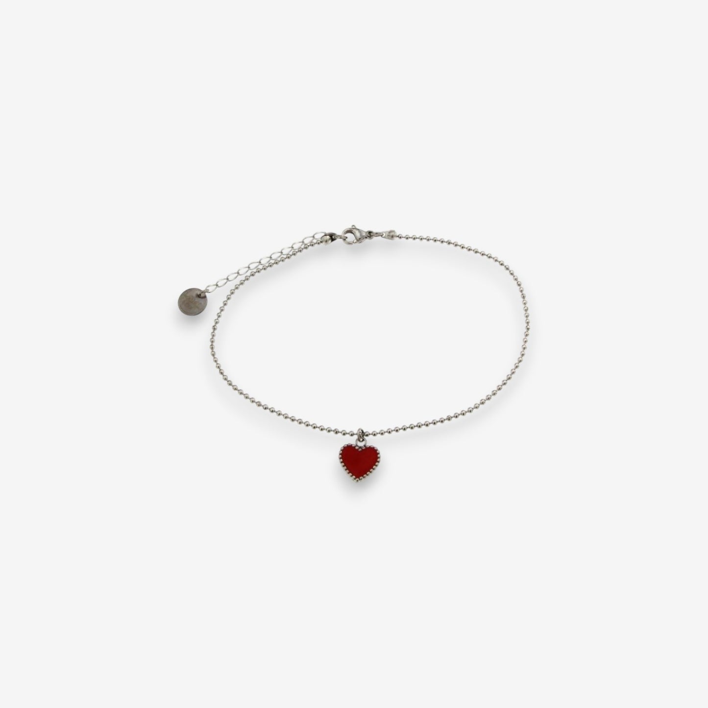 Cavigliera Donna in Acciaio Inox con cuore smaltato Rosso