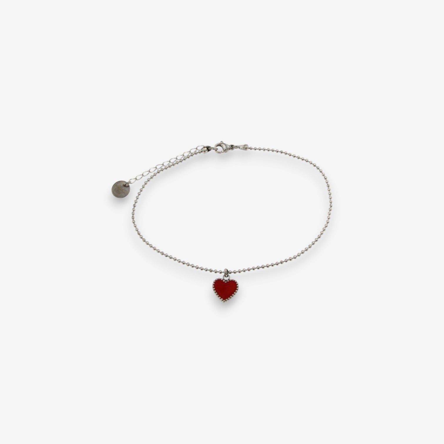 Cavigliera Donna in Acciaio Inox con cuore smaltato Rosso