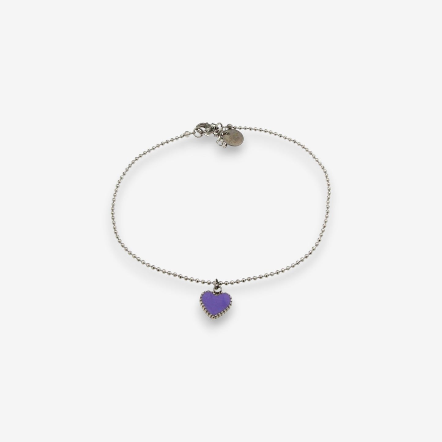 Cavigliera Donna in Acciaio Inox con cuore smaltato Lilla