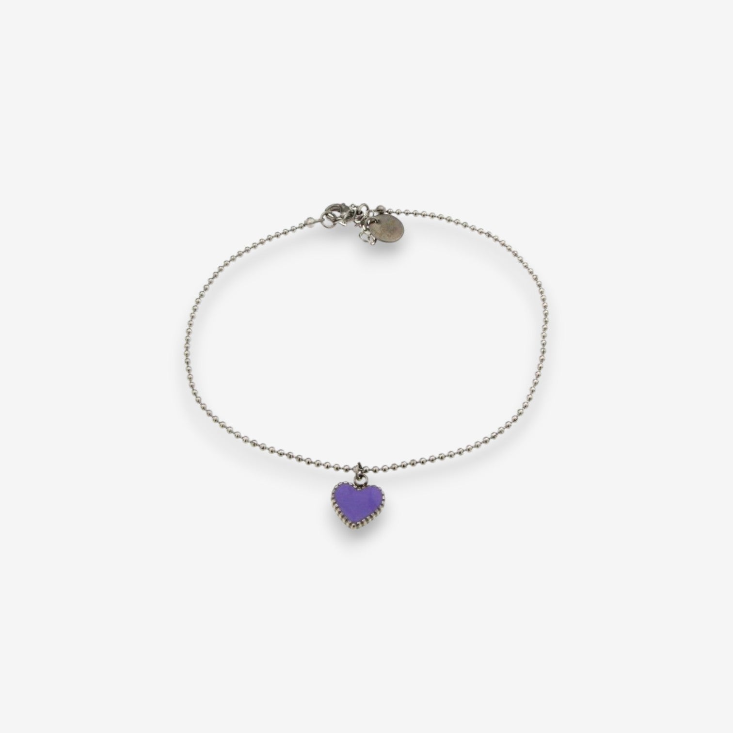 Cavigliera Donna in Acciaio Inox con cuore smaltato Lilla