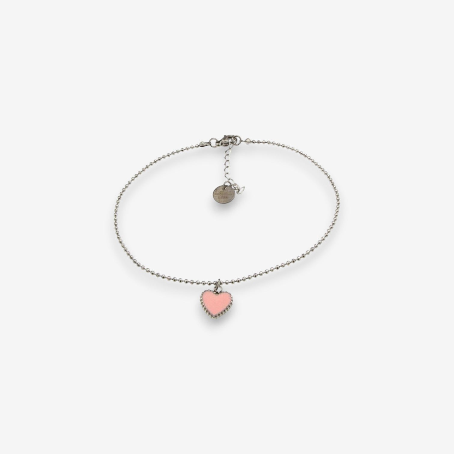 Cavigliera Donna in Acciaio Inox con cuore smaltato Rosa