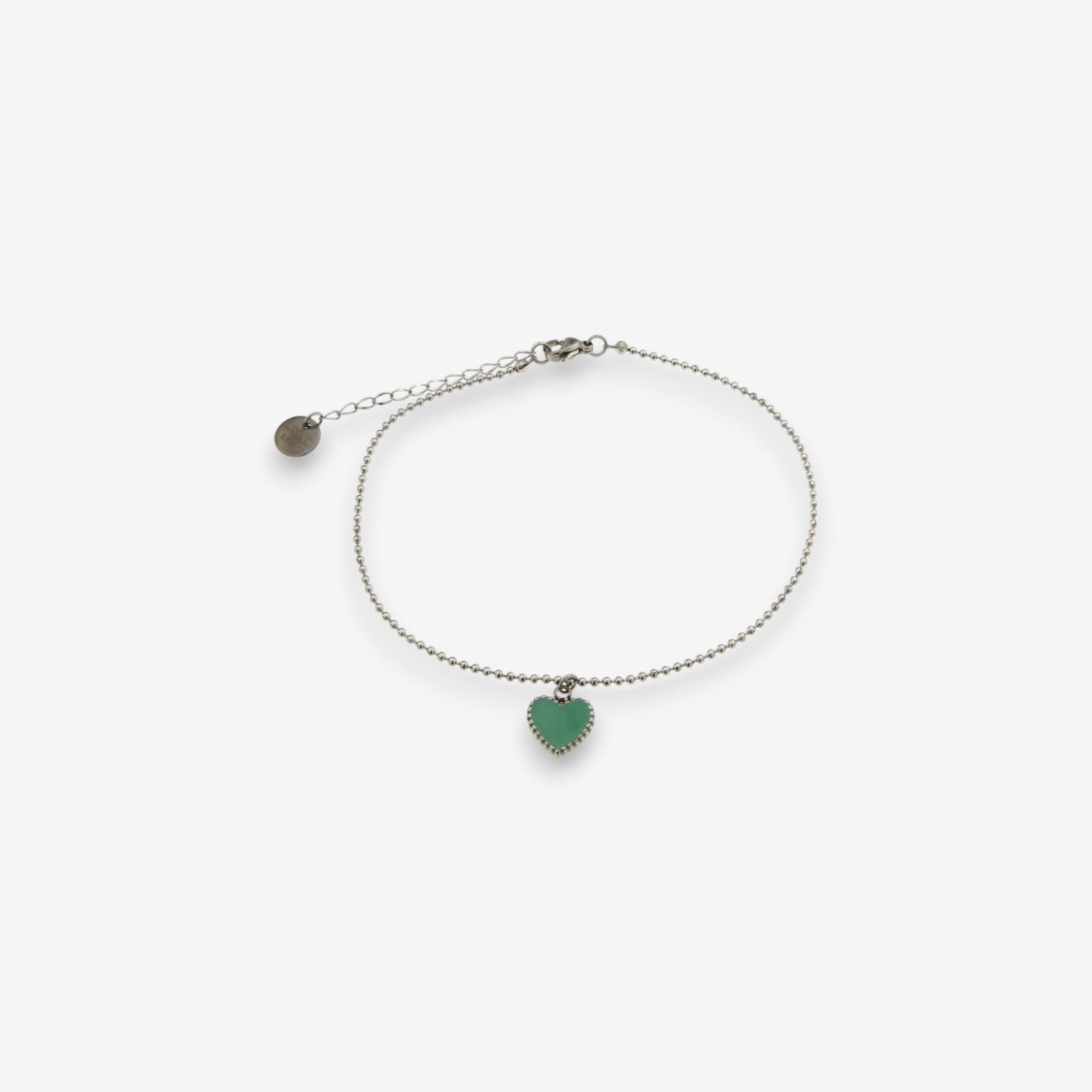 Cavigliera Donna in Acciaio Inox con cuore smaltato Verde Acqua