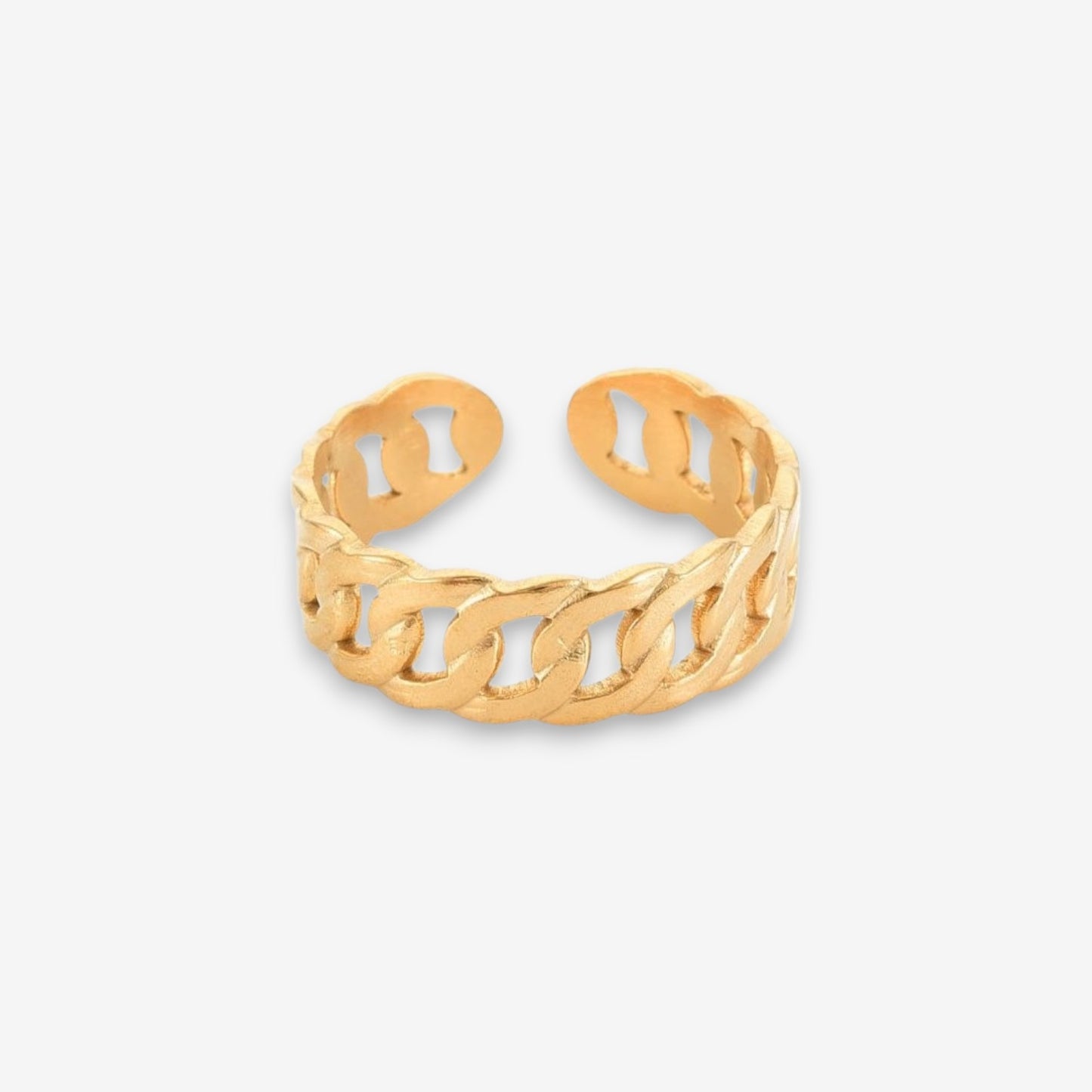 Anello Donna Catena in Acciaio Inox Oro Regolabile