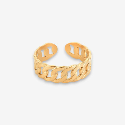 Anello Donna Catena in Acciaio Inox Oro Regolabile