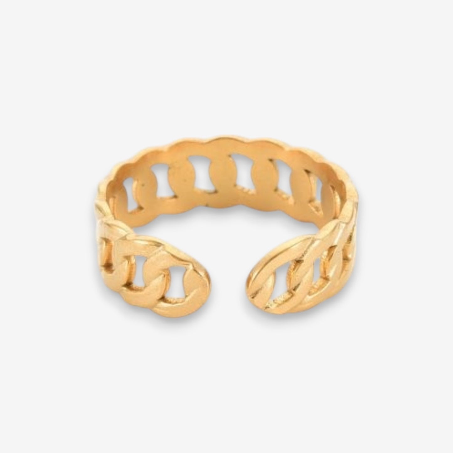 Anello Donna Catena in Acciaio Inox Oro Regolabile