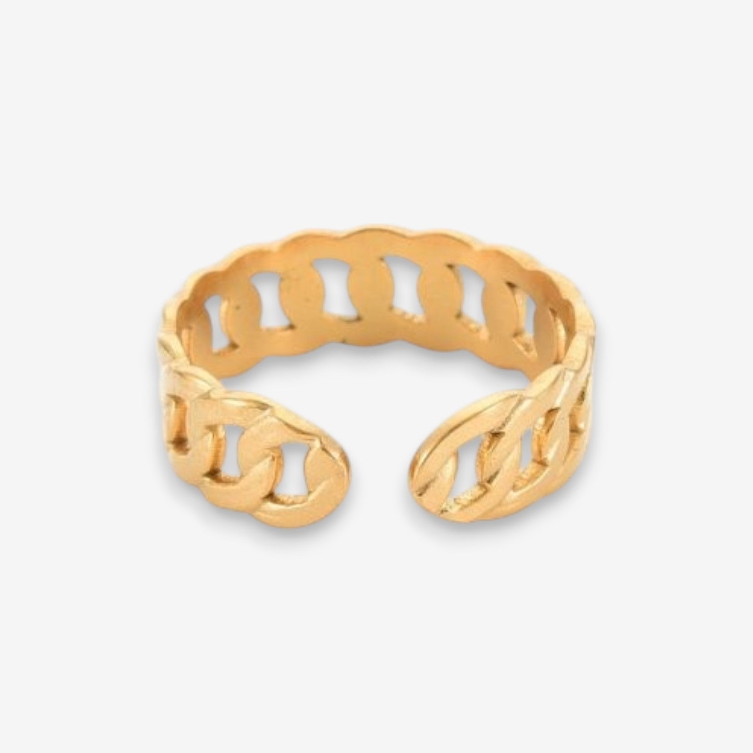 Anello Donna Catena in Acciaio Inox Oro Regolabile