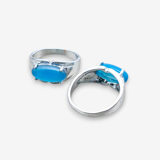 Anello Donna con pietre dure Agata Blu di bronzo