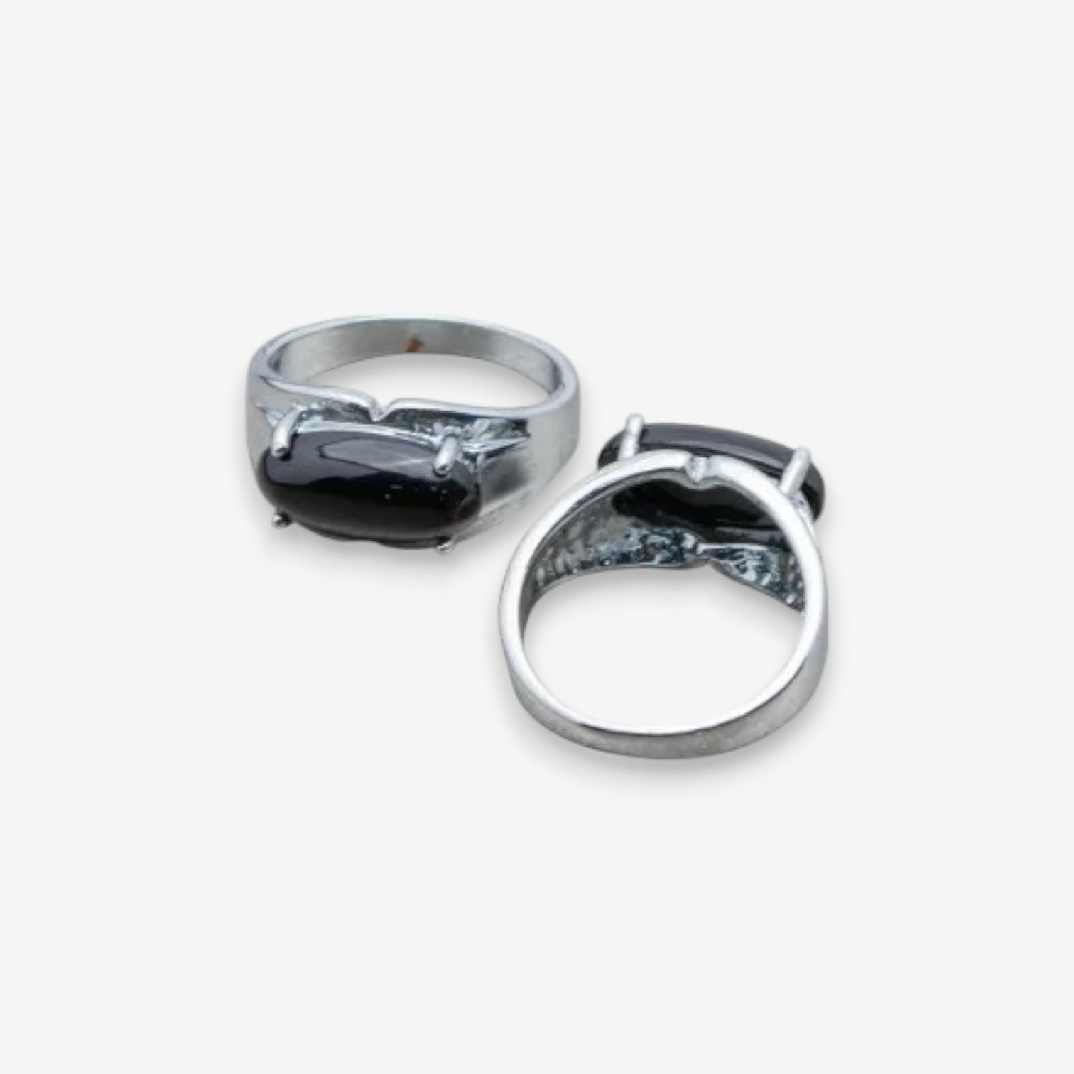 Anello Donna Bronzo con pietra naturale Agata Nera