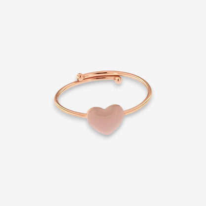 Anello Donna con cuore smaltato in Argento 925 Regolabile oro rosa