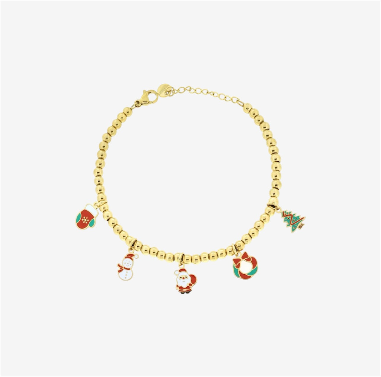 Bracciale Donna in Acciaio Inox con Palline e Pendenti Natalizi