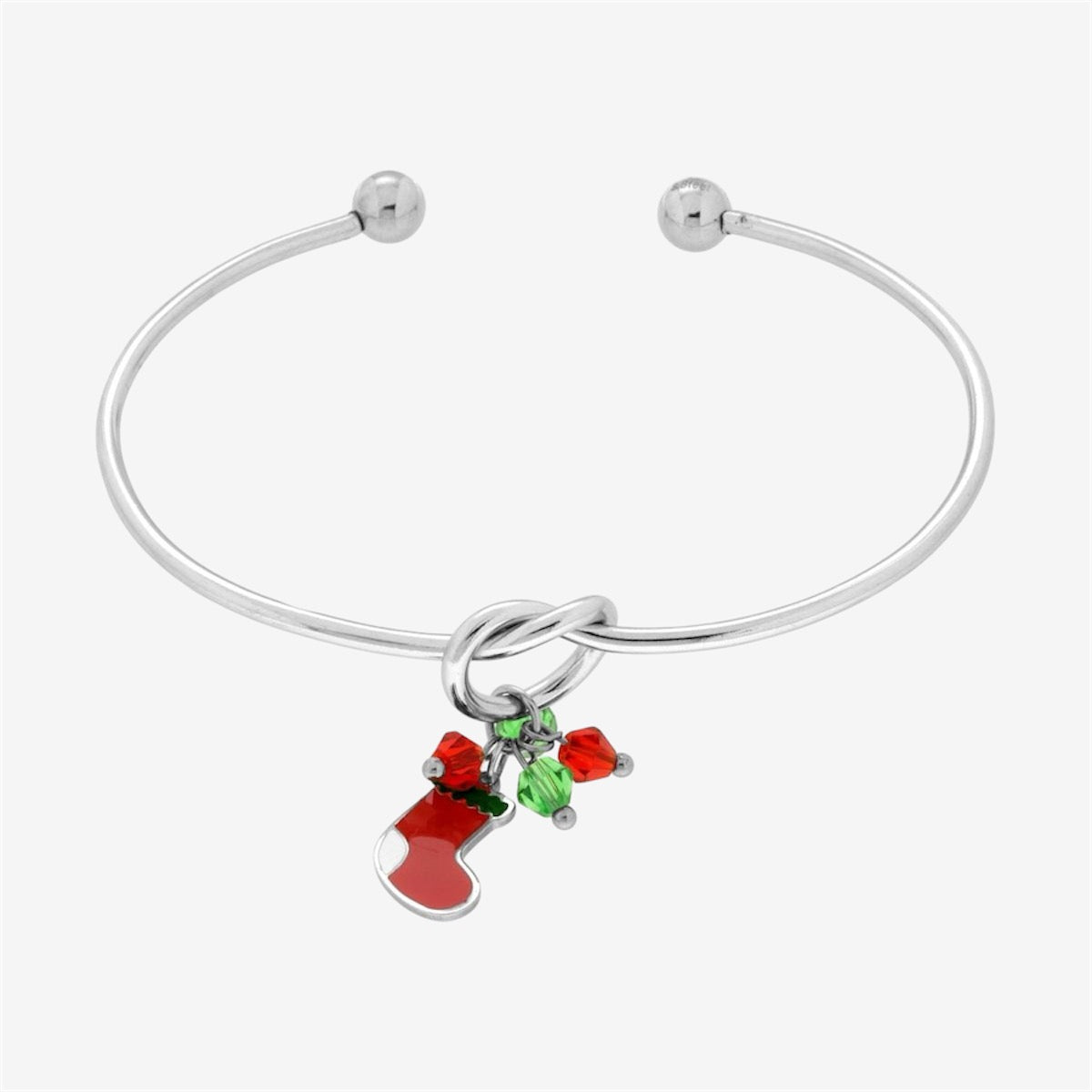 Bracciale Donna Rigido in Acciaio Inox con Pendente Natalizio