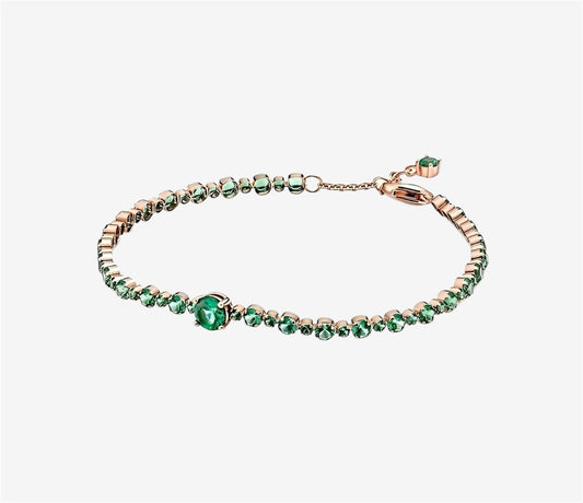 Bracciale Tennis Pandora Verde con cuore in rilievo