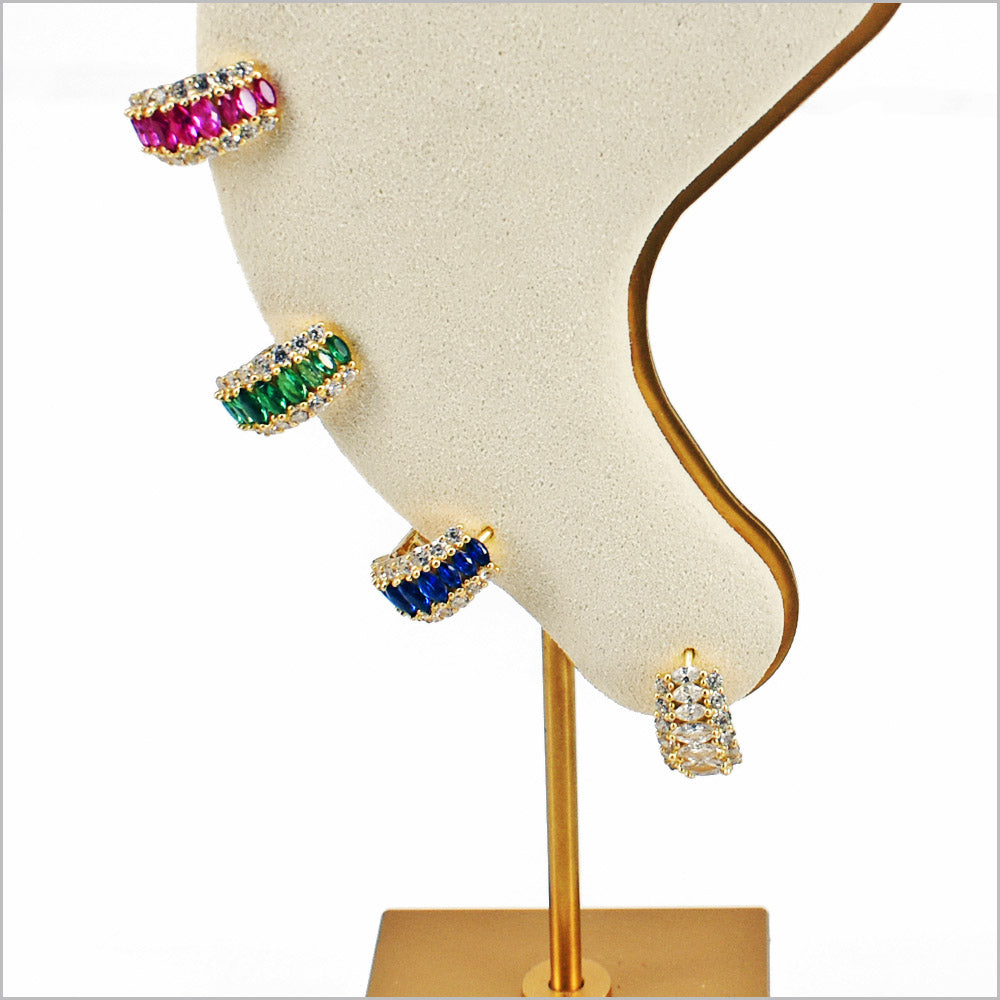 Orecchini Donna in Argento 925 Dorati a Fascia con zirconi