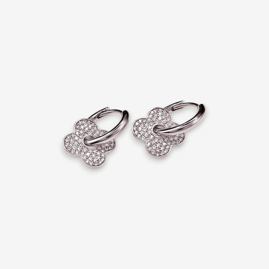 Orecchini Donna Fiore in Argento 925 con zirconi