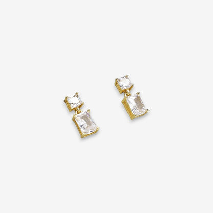 Orecchini Donna Punto Luce in Argento 925 con zirconi rettangolari pendenti