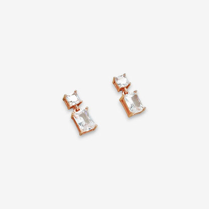 Orecchini Donna Punto Luce in Argento 925 con zirconi rettangolari pendenti