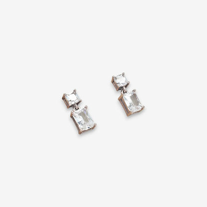 Orecchini Donna Punto Luce in Argento 925 con zirconi rettangolari pendenti