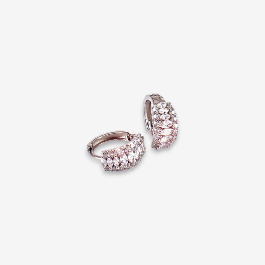 Orecchini Donna a Fascia in Argento 925 Rodiati con zirconi