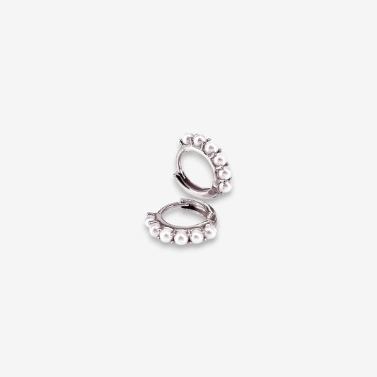 Orecchini Donna in Argento 925 a cerchio con perle