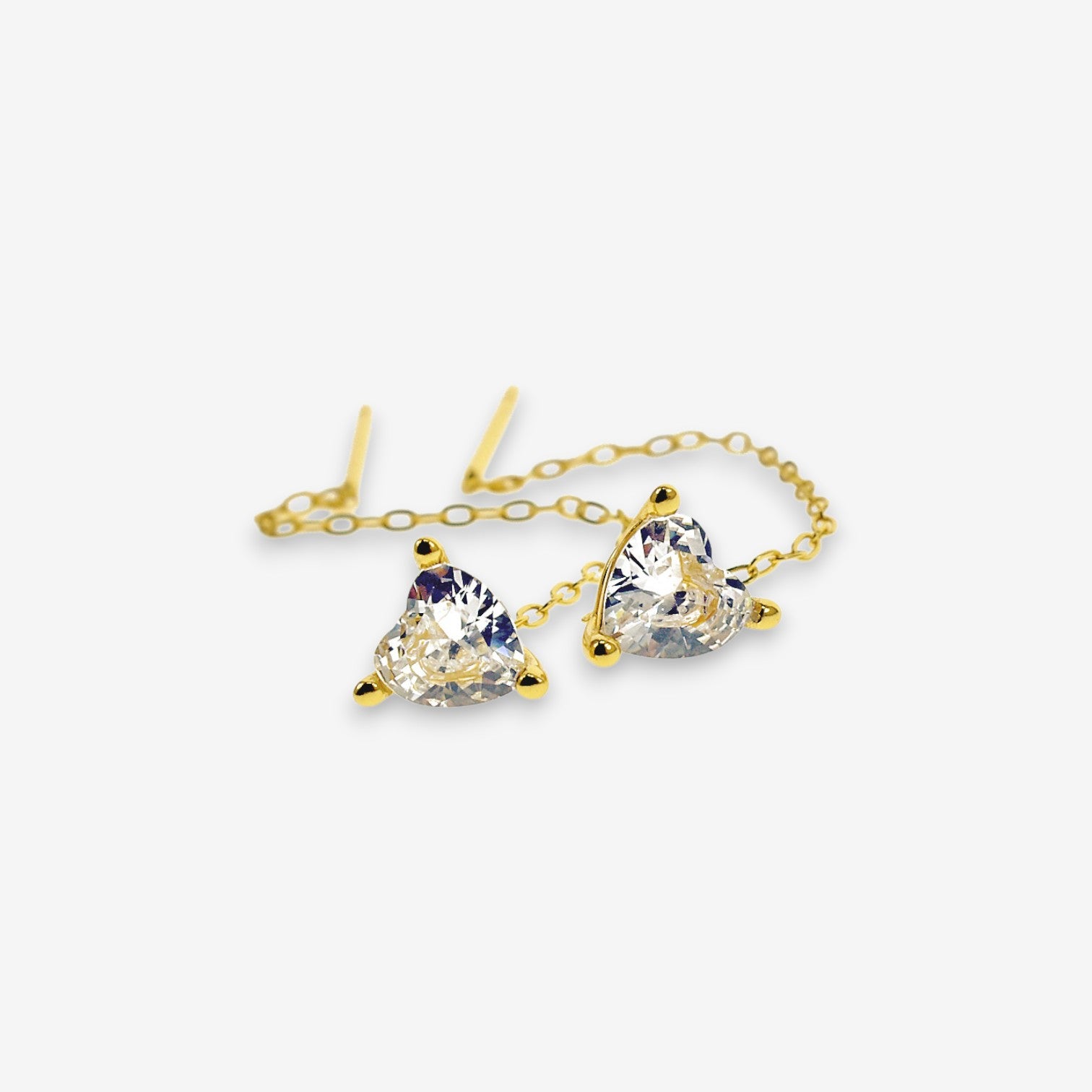 Orecchini Donna in Argento 925 a Catena con zircone Cuore pendente