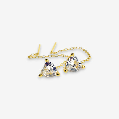 Orecchini Donna in Argento 925 a Catena con zircone Cuore pendente