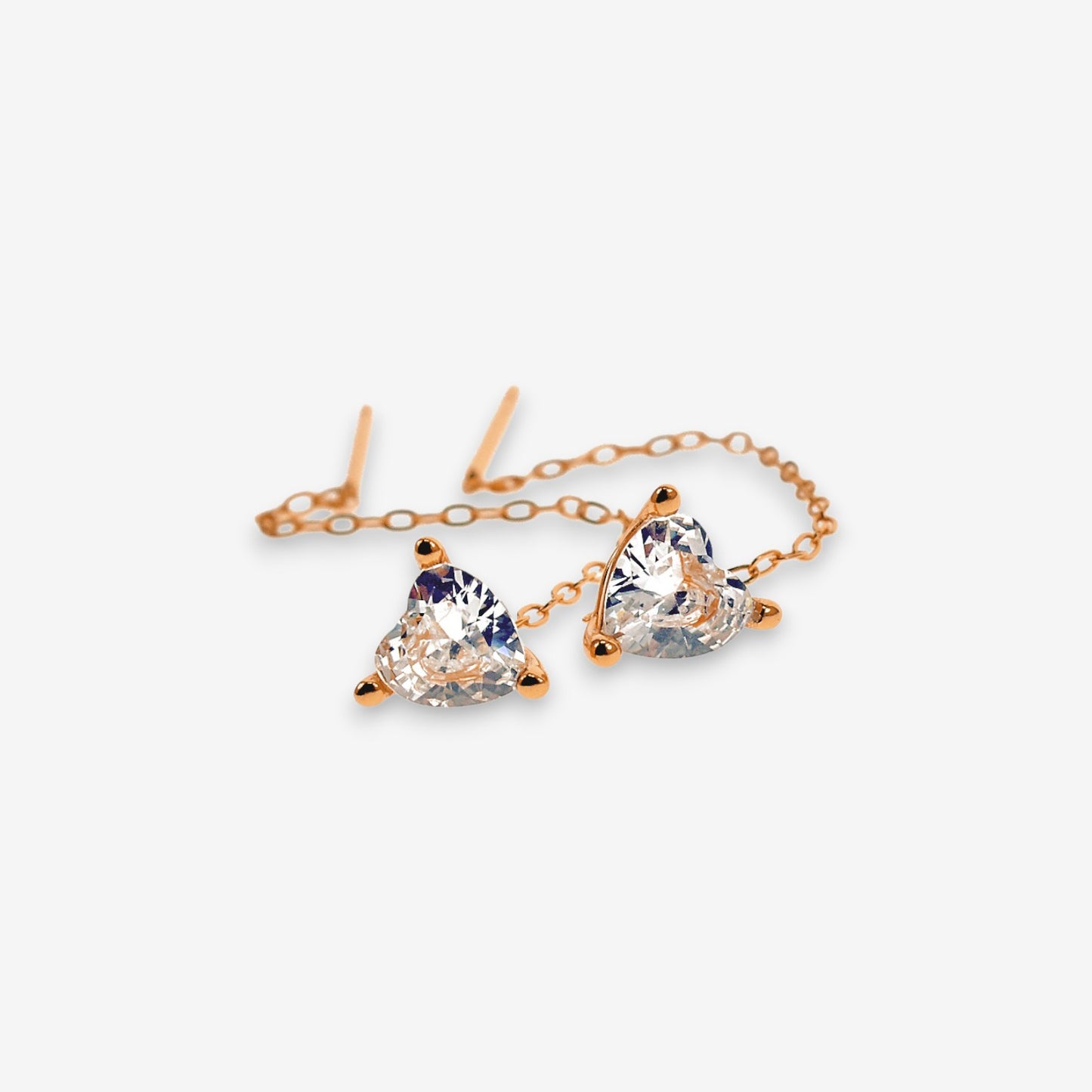 Orecchini Donna in Argento 925 a Catena con zircone Cuore pendente