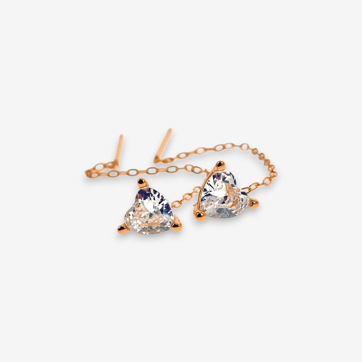 Orecchini Donna in Argento 925 a Catena con zircone Cuore pendente