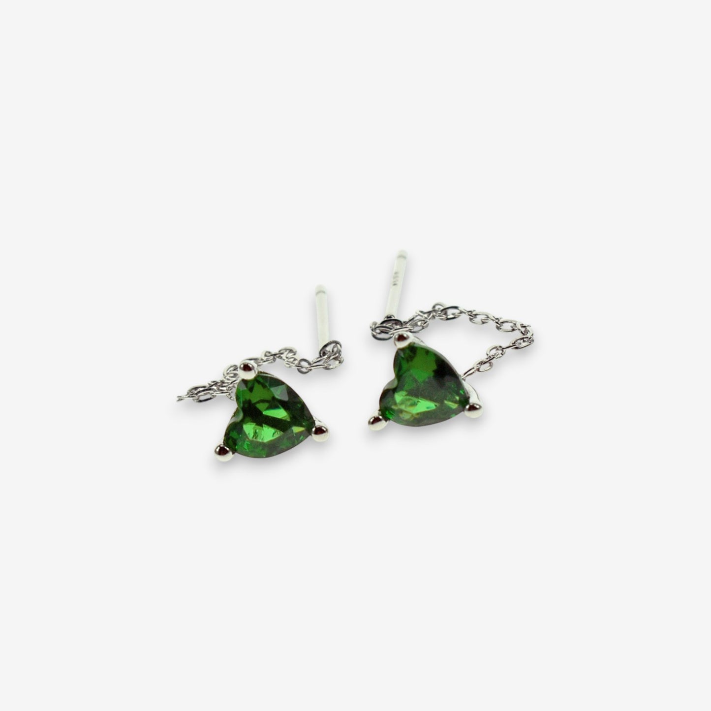 Orecchini Donna in Argento 925 a Catena con zircone Cuore pendente