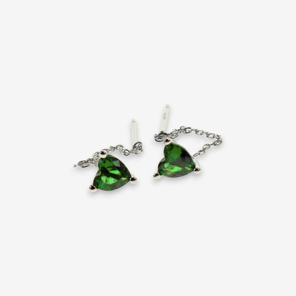 Orecchini Donna in Argento 925 a Catena con zircone Cuore pendente