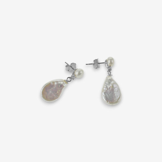 Orecchini Donna in Argento 925 con perle di fiume e zirconi