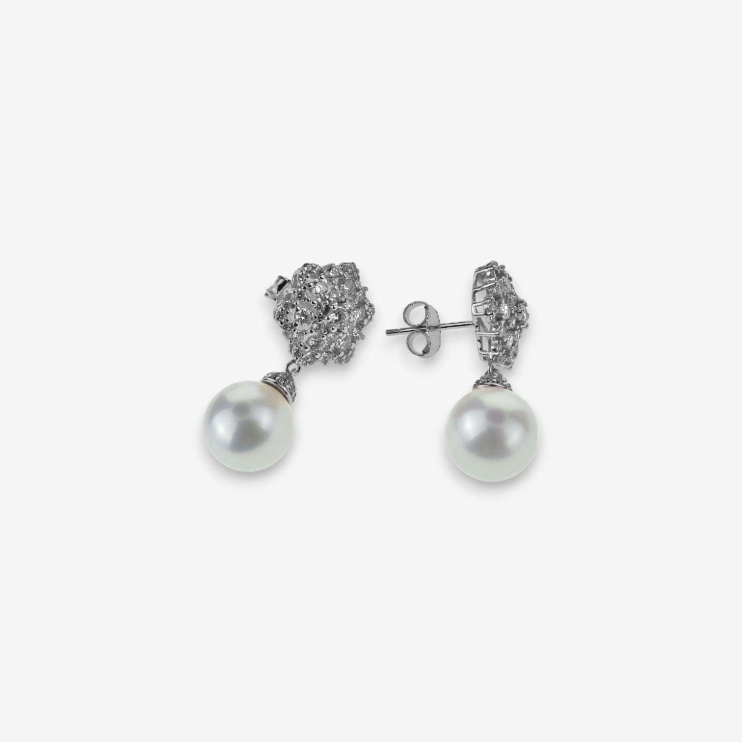 Orecchini Donna in Argento 925 con Perle di Maiorca e Zirconi