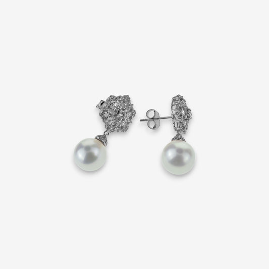 Orecchini Donna in Argento 925 con Perle di Maiorca e Zirconi