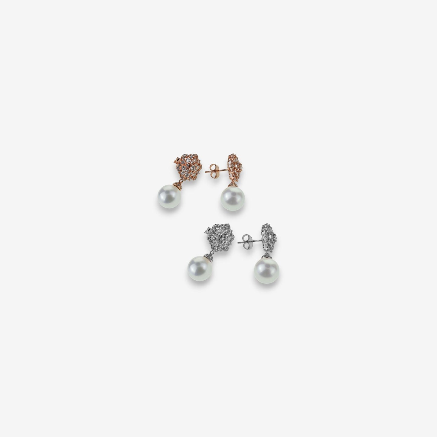Orecchini Donna in Argento 925 con Perle di Maiorca e Zirconi